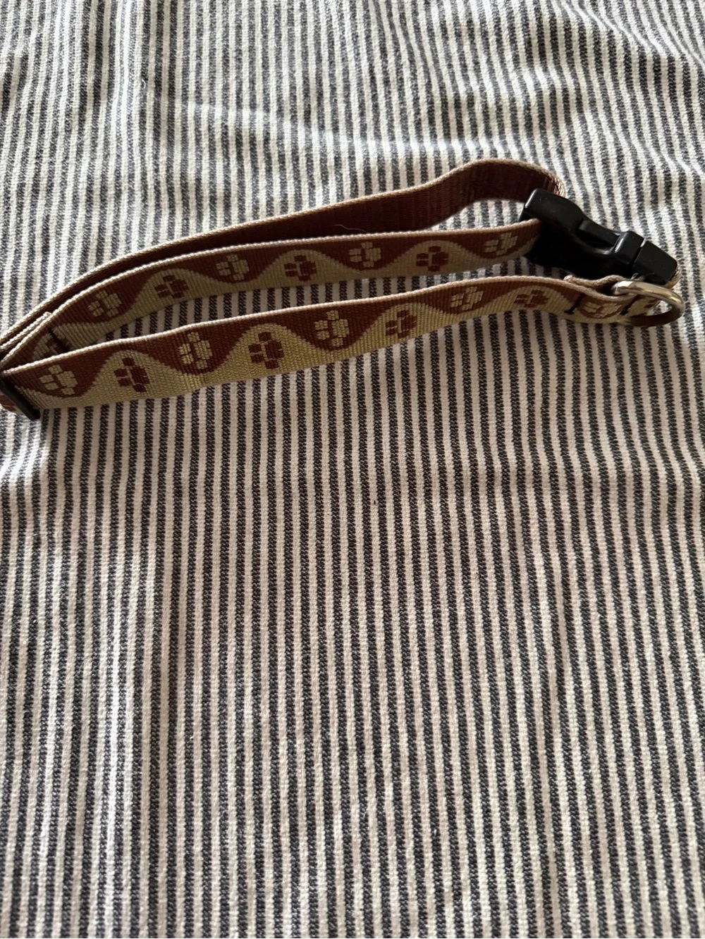 Adjustable Brown & Cream Patterned Dog Collar with Black Strap